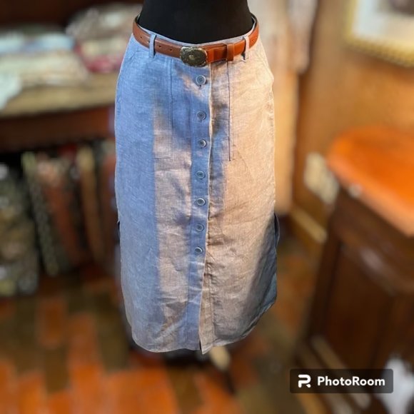 Talbots Blue Button-Front Skirt - Picture 1 of 4